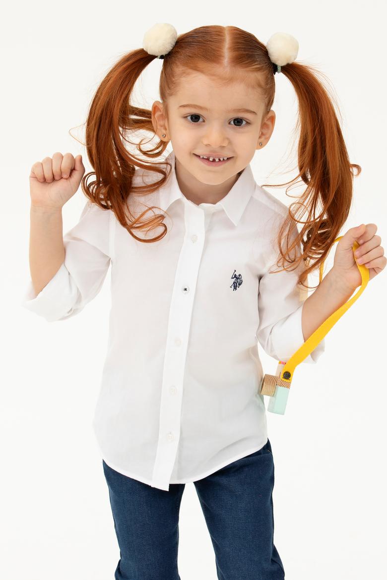 Kız Çocuk Beyaz Uzun Kollu Gömlek - 50262968012