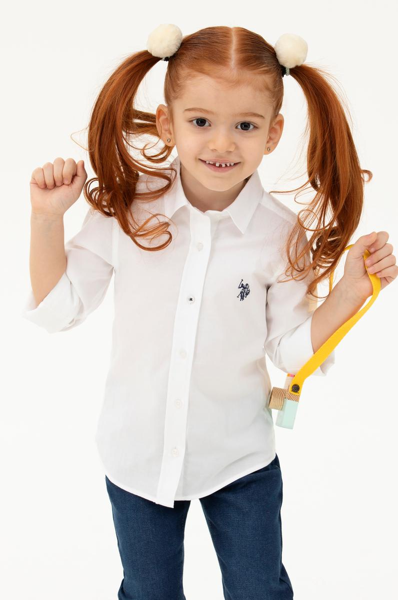Kız Çocuk Beyaz Uzun Kollu Gömlek