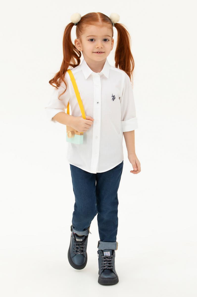 Kız Çocuk Beyaz Uzun Kollu Gömlek