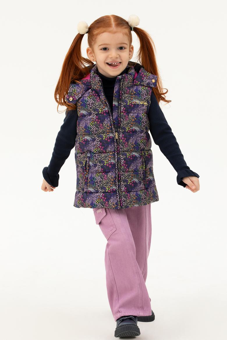 Kız Çocuk Lacivert Kapüşonlu Yelek - 50271548004