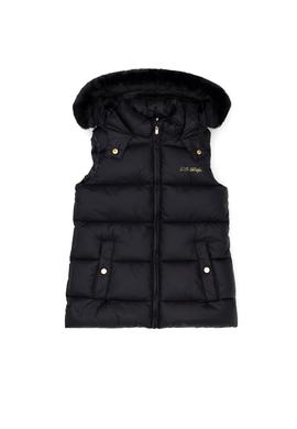 Kız Çocuk Siyah Kapüşonlu Yelek - 50271549014