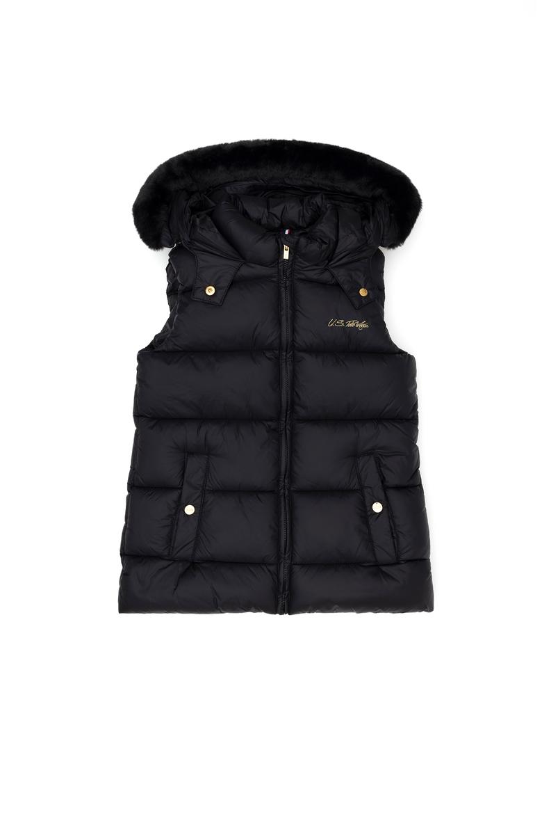 Kız Çocuk Siyah Kapüşonlu Yelek - 50271549014