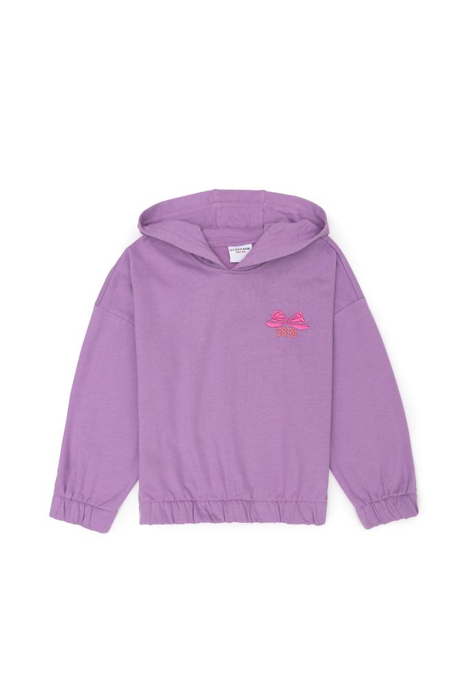 Kız Çocuk Lila Kapüşonlu Sweatshirt
