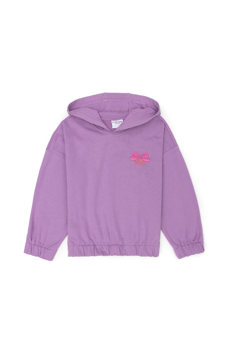 Kız Çocuk Lila Kapüşonlu Sweatshirt