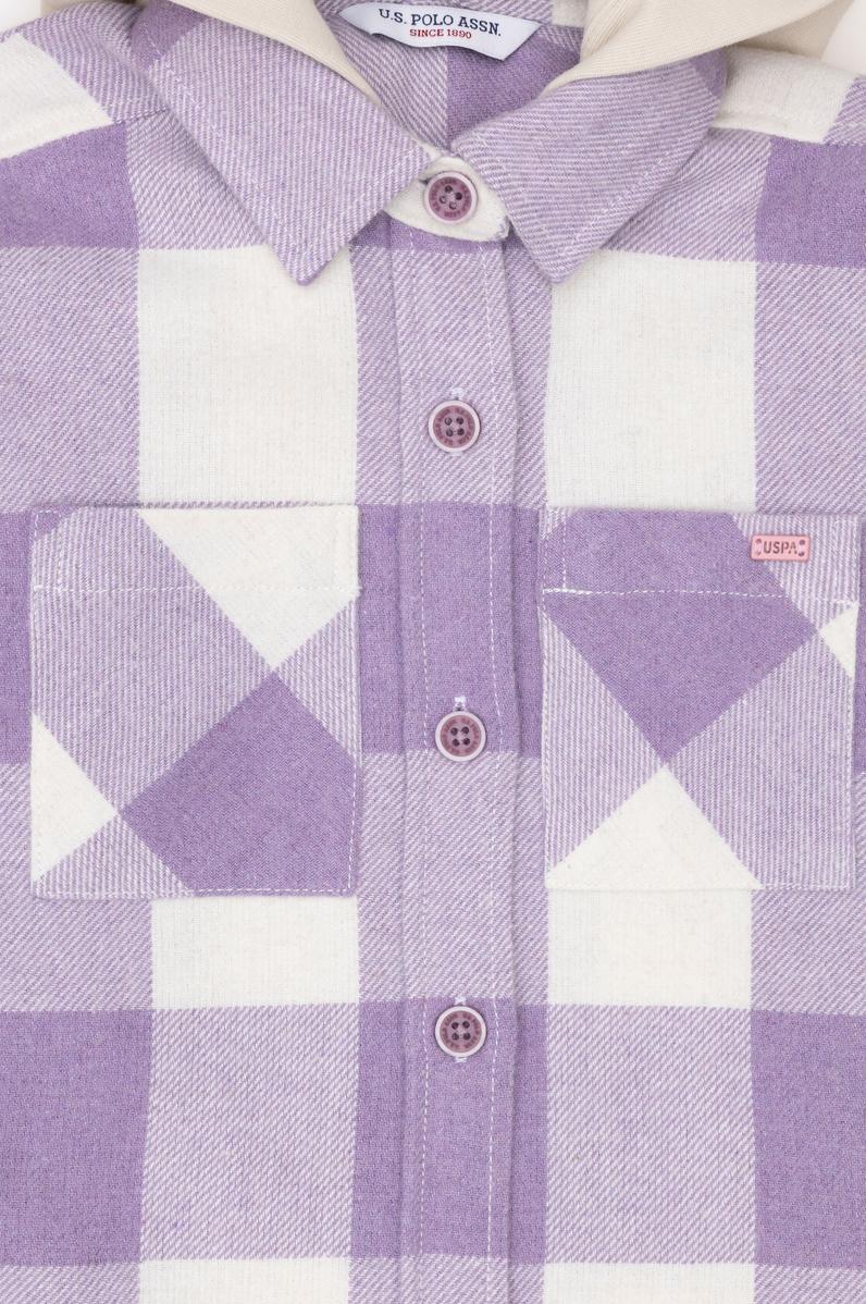 Kız Çocuk Lila Uzun Kollu Kapüşonlu Gömlek