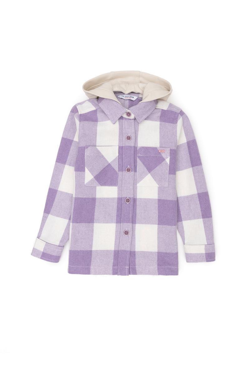 Kız Çocuk Lila Uzun Kollu Kapüşonlu Gömlek - 50273071015