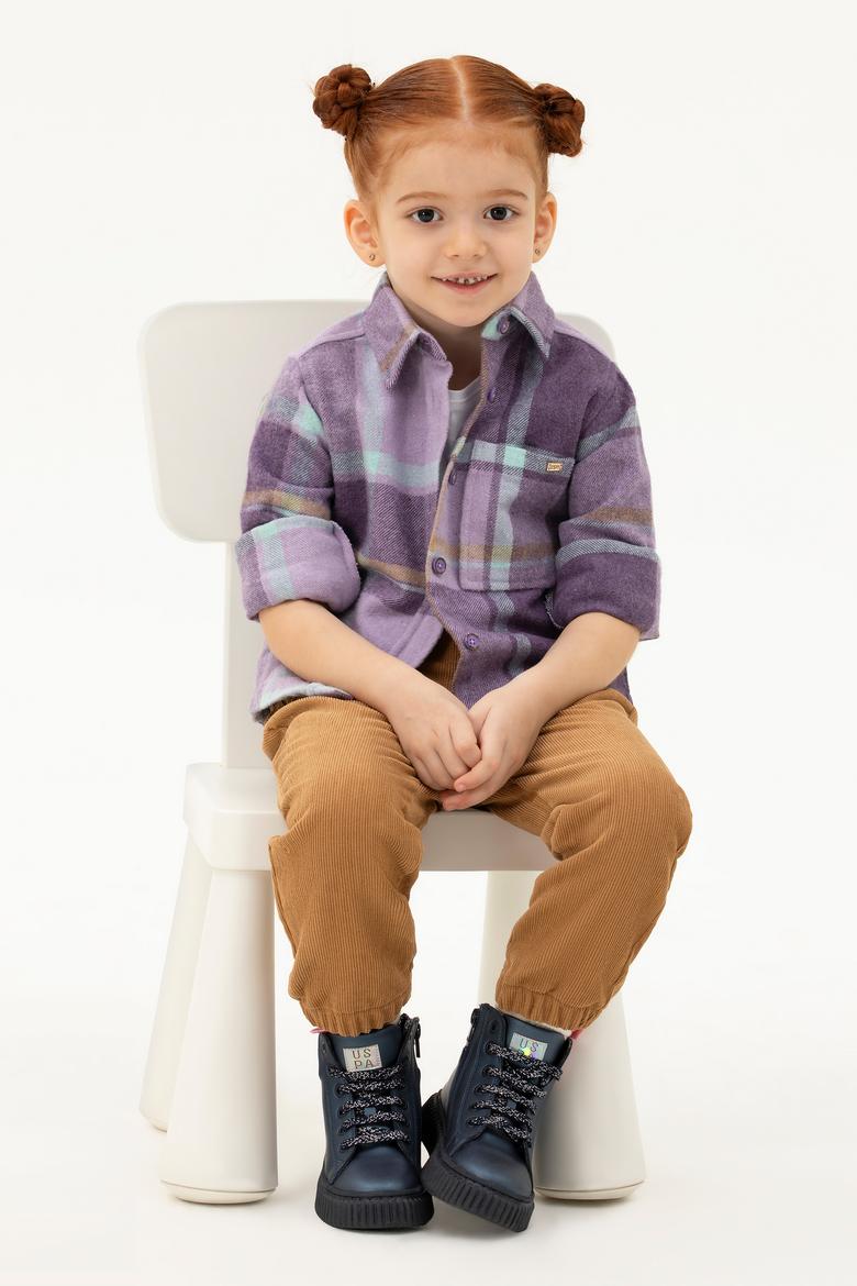 Kız Çocuk Mor Uzun Kollu Gömlek - 50272393002