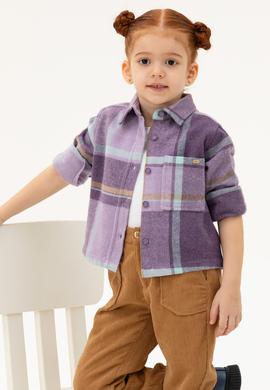 Kız Çocuk Mor Uzun Kollu Gömlek - 50272393002