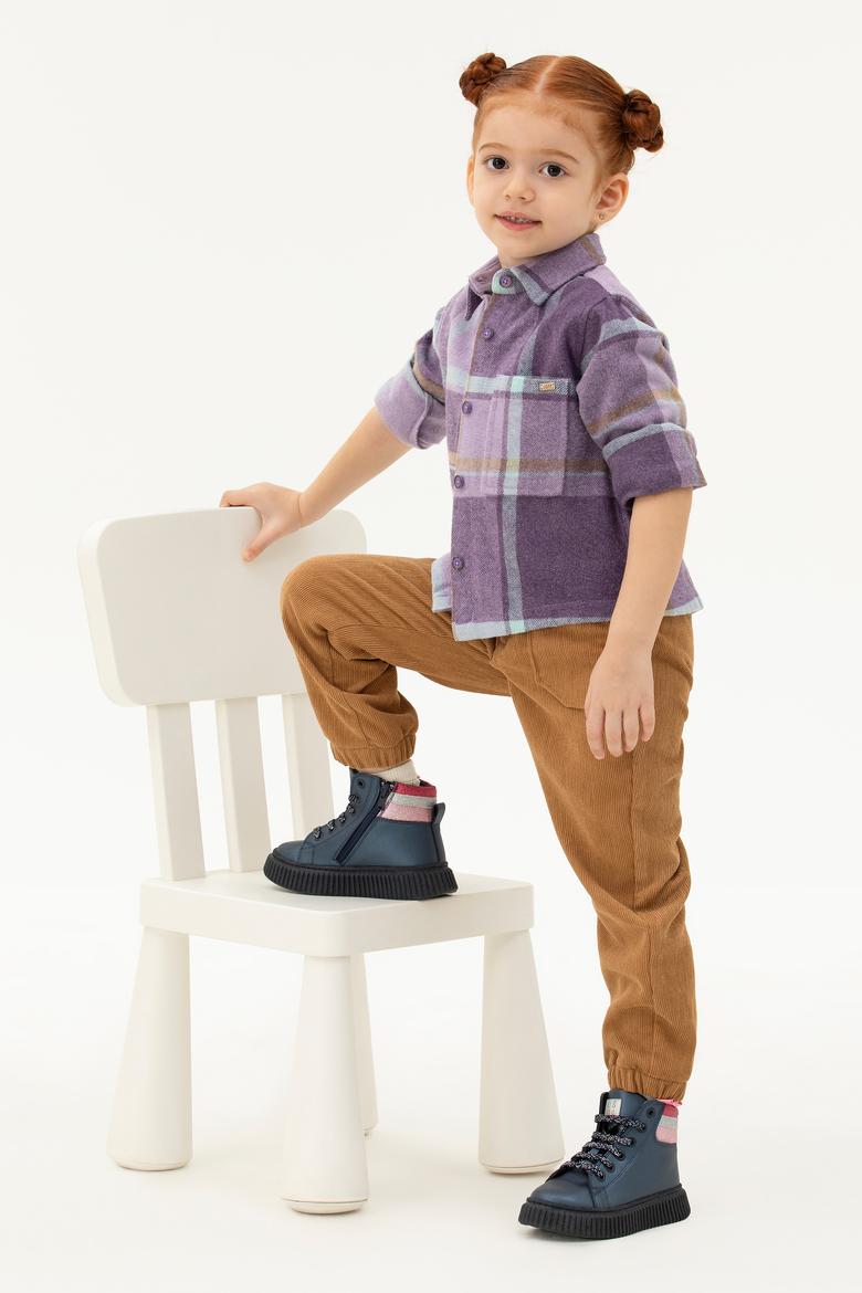 Kız Çocuk Mor Uzun Kollu Gömlek - 50272393002