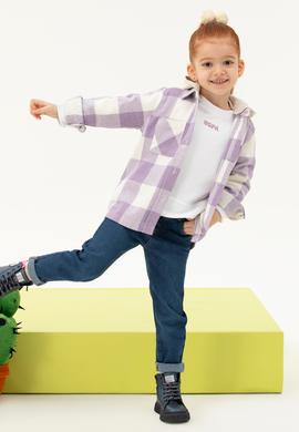 Kız Çocuk Lila Uzun Kollu Kapüşonlu Gömlek - 50273071015
