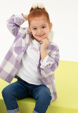 Kız Çocuk Lila Uzun Kollu Kapüşonlu Gömlek - 50273071015