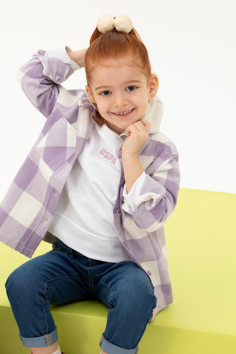 Kız Çocuk Lila Uzun Kollu Kapüşonlu Gömlek - 50273071015