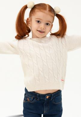 Kız Çocuk Krem Melanj Kazak - 50276993033