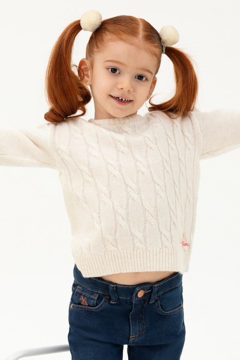 Kız Çocuk Krem Melanj Kazak - 50276993033