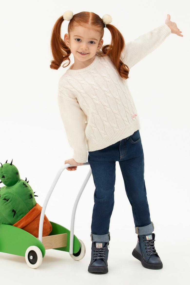 Kız Çocuk Krem Melanj Kazak - 50276993033