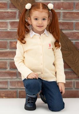 Kız Çocuk Krem Triko Hırka - 50277083001