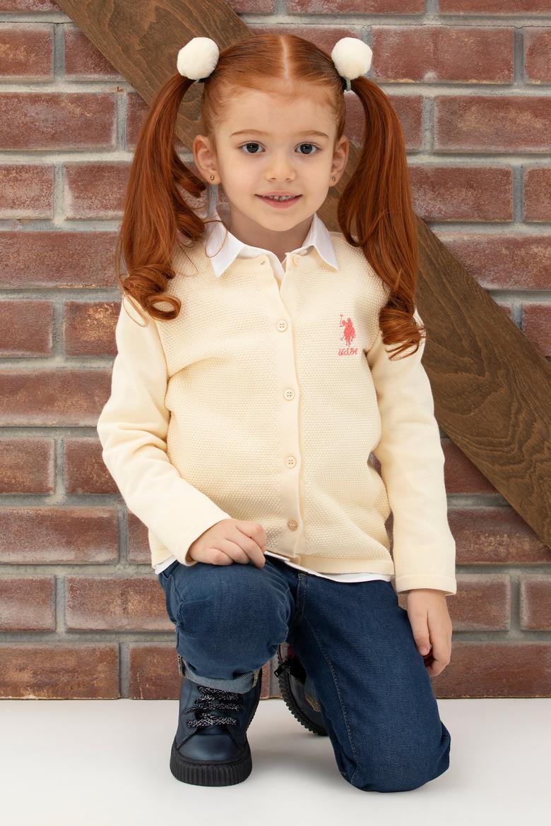 Kız Çocuk Krem Triko Hırka - 50277083001