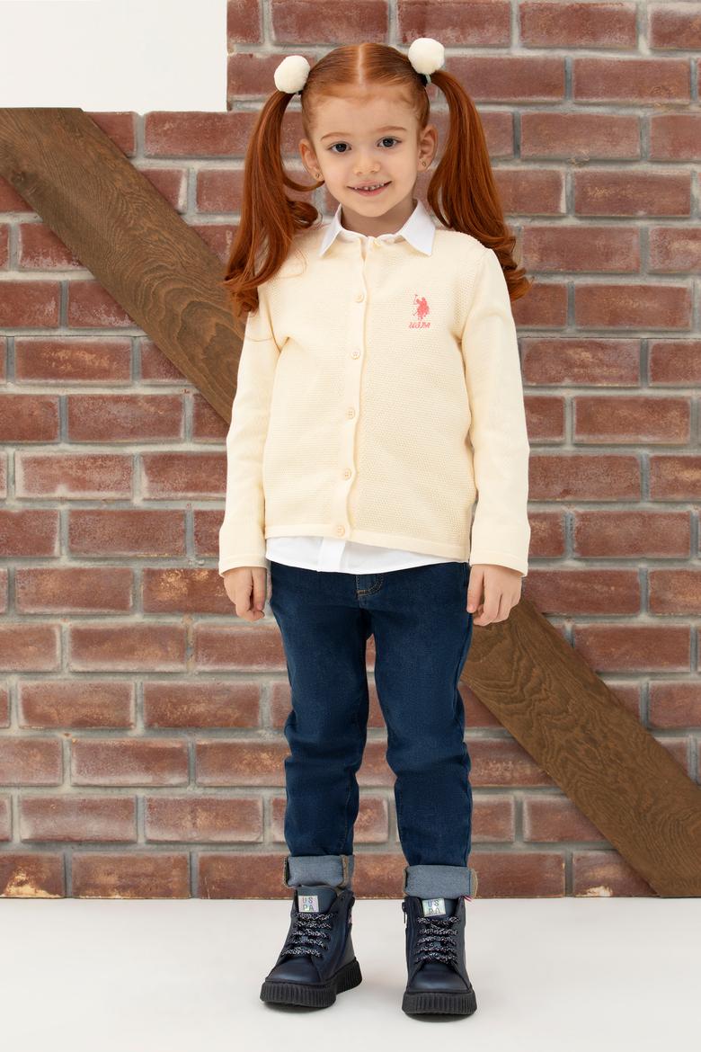 Kız Çocuk Krem Triko Hırka - 50277083001