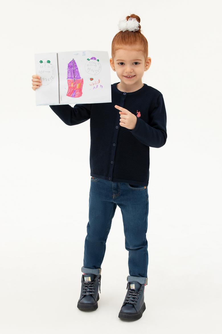 Kız Çocuk Lacivert Triko Hırka