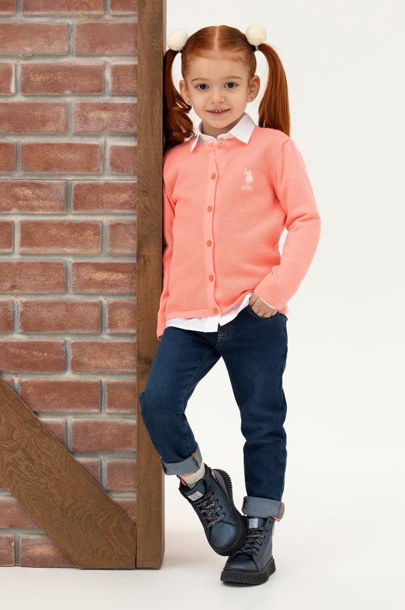 Kız Çocuk Somon Triko Hırka