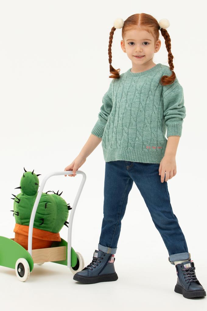 Kız Çocuk Mint Melanj Kazak