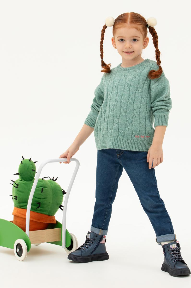 Kız Çocuk Mint Melanj Kazak