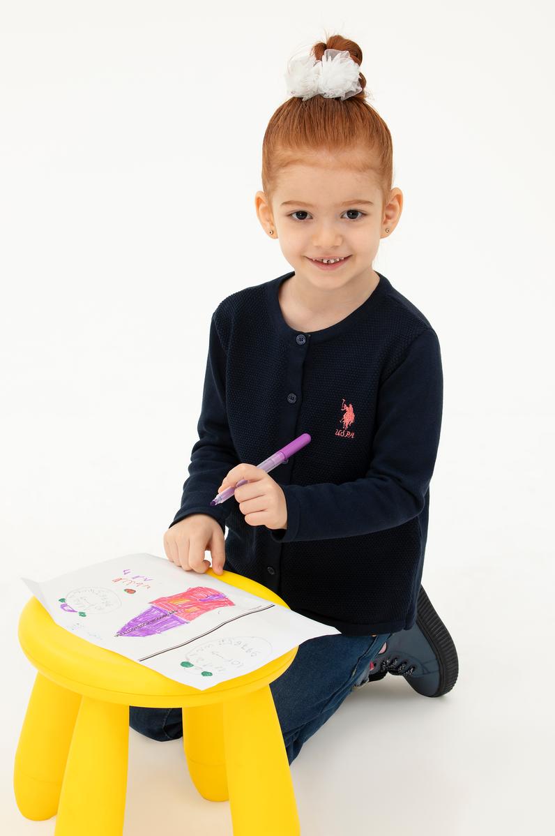 Kız Çocuk Lacivert Triko Hırka