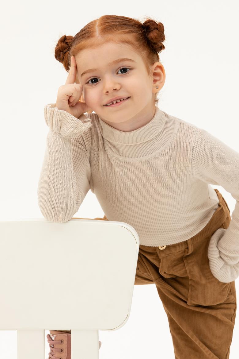 Kız Çocuk Krem Melanj Kazak - 50277085006