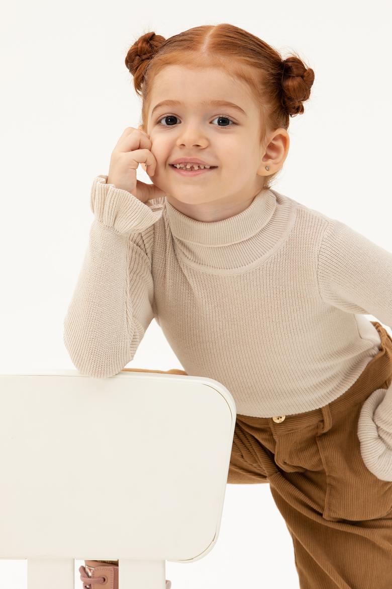 Kız Çocuk Krem Melanj Kazak - 50277085004