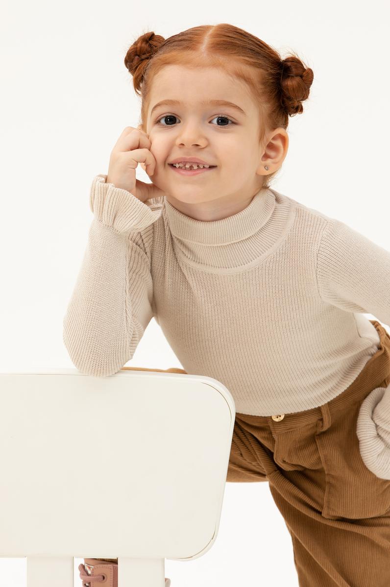 Kız Çocuk Krem Melanj Kazak