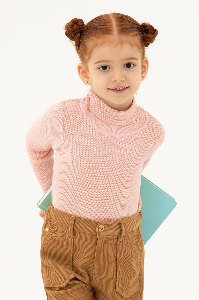 Kız Çocuk Toz Pembe Kazak