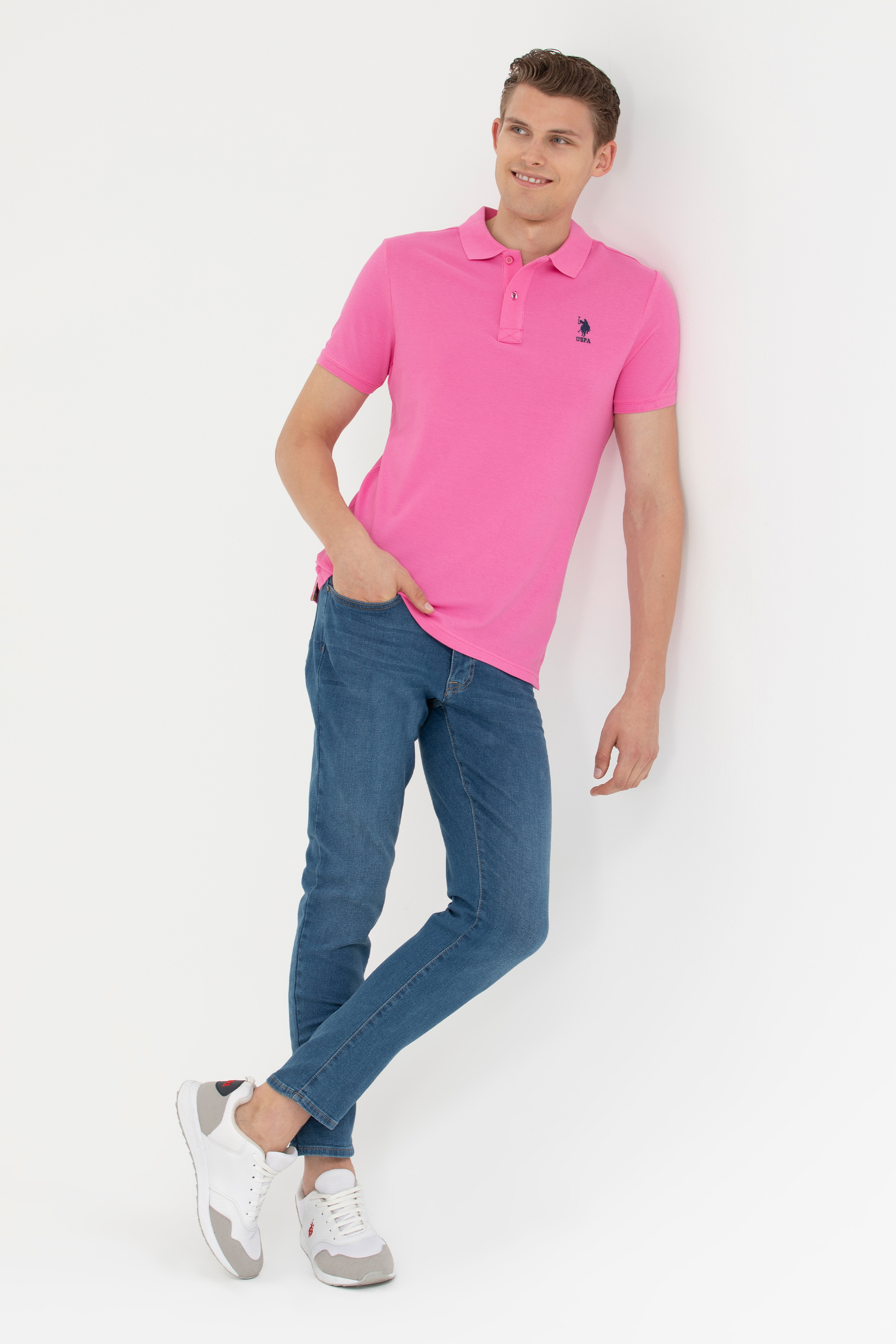 Erkek Pembe Basic Tişört - Image 4