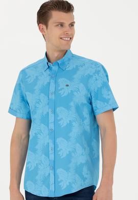 Erkek Turkuaz Kısa Kollu Gömlek - 50263878034