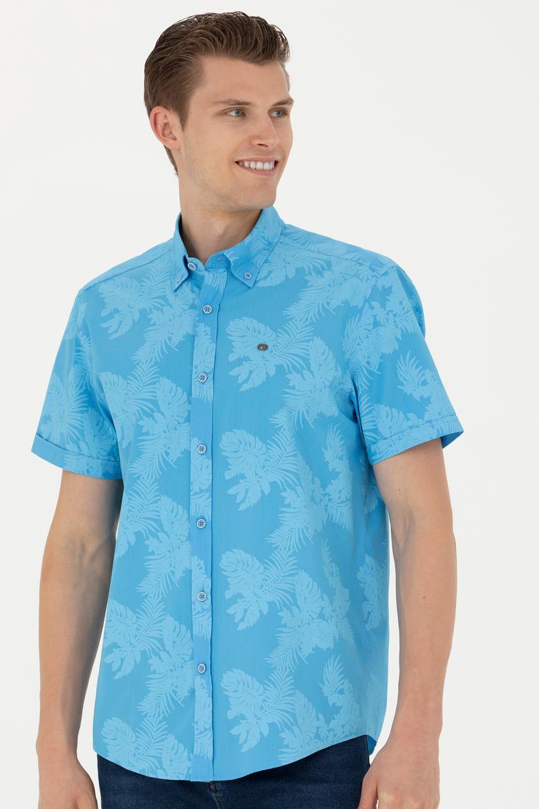 Erkek Turkuaz Kısa Kollu Gömlek - 50263878034