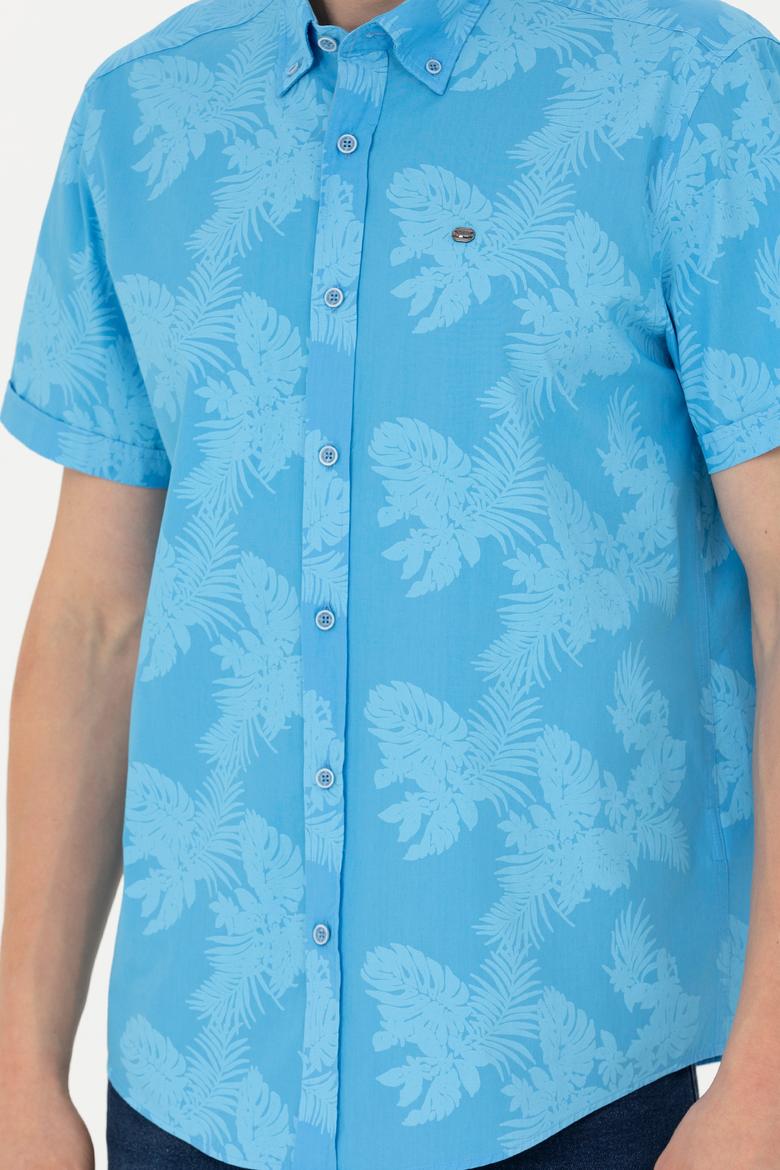 Erkek Turkuaz Kısa Kollu Gömlek - 50263878034