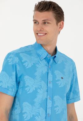 Erkek Turkuaz Kısa Kollu Gömlek - 50263878034