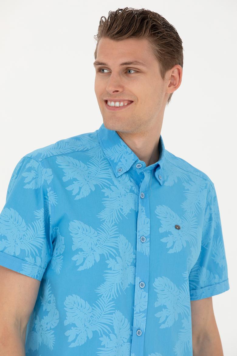 Erkek Turkuaz Kısa Kollu Gömlek - 50263878034