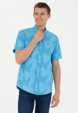 Erkek Turkuaz Kısa Kollu Gömlek - 50263878034