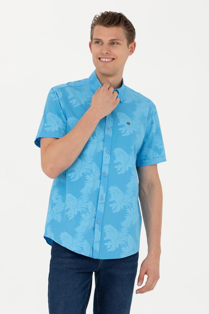 Erkek Turkuaz Kısa Kollu Gömlek
