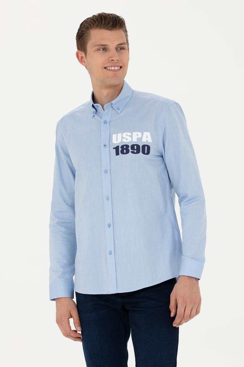 Erkek Mavi Uzun Kollu Gömlek