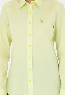 Kadın Neon Sarı Uzun Kollu Basic Gömlek - 50262851051