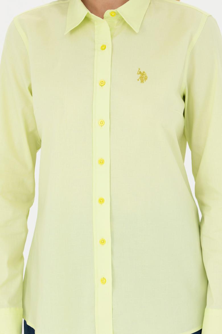 Kadın Neon Sarı Uzun Kollu Basic Gömlek - 50262851051
