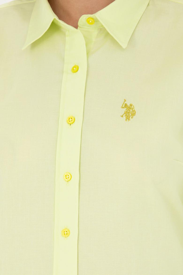 Kadın Neon Sarı Uzun Kollu Basic Gömlek - 50262851051