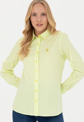 Kadın Neon Sarı Uzun Kollu Basic Gömlek - 50262851051