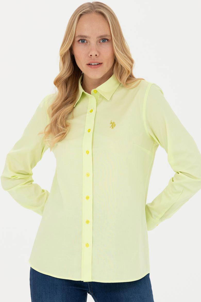 Kadın Neon Sarı Uzun Kollu Basic Gömlek - 50262851051