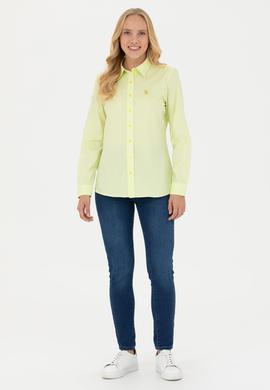 Kadın Neon Sarı Uzun Kollu Basic Gömlek - 50262851051