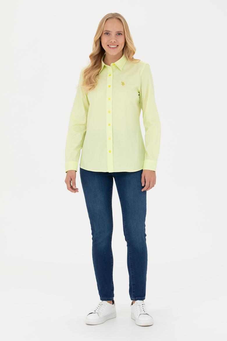 Kadın Neon Sarı Uzun Kollu Basic Gömlek - 50262851051