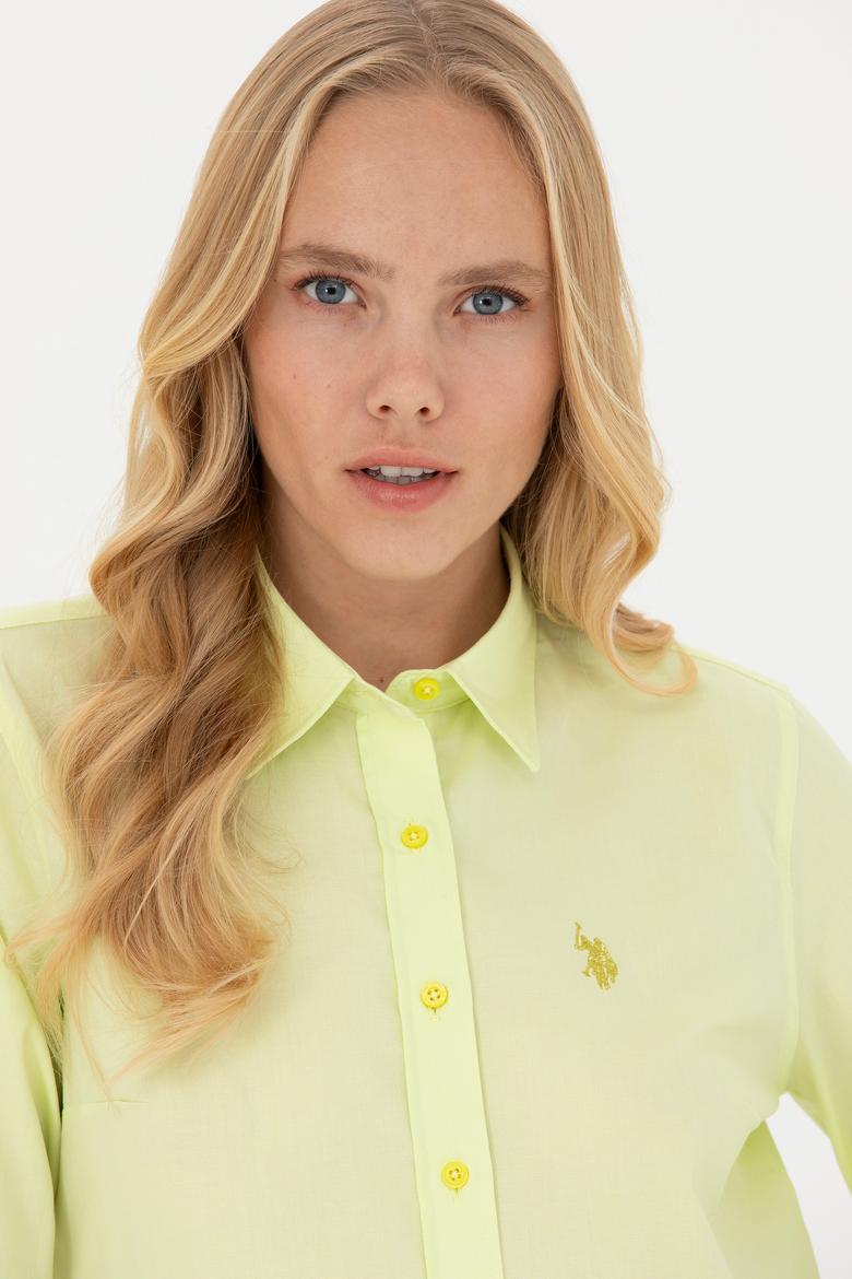Kadın Neon Sarı Uzun Kollu Basic Gömlek - 50262851051