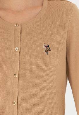 Kadın Kum Melanj Basic Triko Hırka - 50269008058