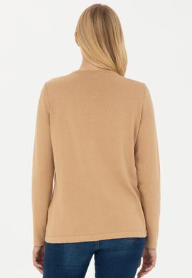 Kadın Kum Melanj Basic Triko Hırka - 50269008058